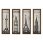 Wallity KZM388 Cuadro Decorativo de 4 Piezas en MDF y Madera de Pino